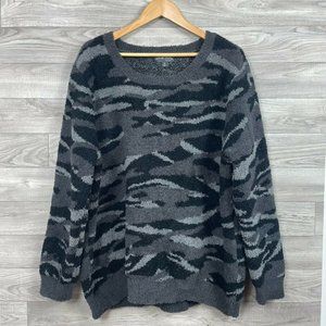 Barefoot Dreams Cozy Chic Seaside Crewneck Pullover Sweater Black/Gray sz 2X
